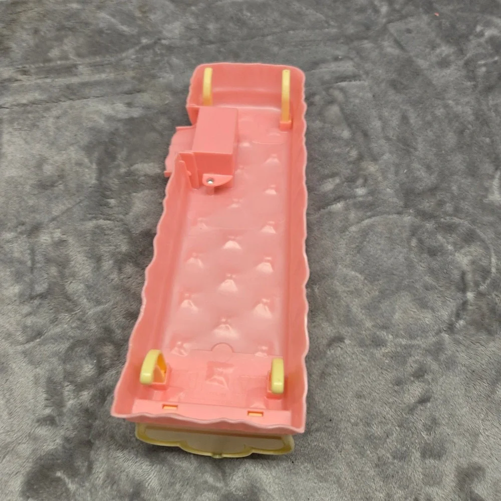 Vintage Barbie Pink Tufted‎ Daybed Bed with Yellow Crown Headboard and Drawer